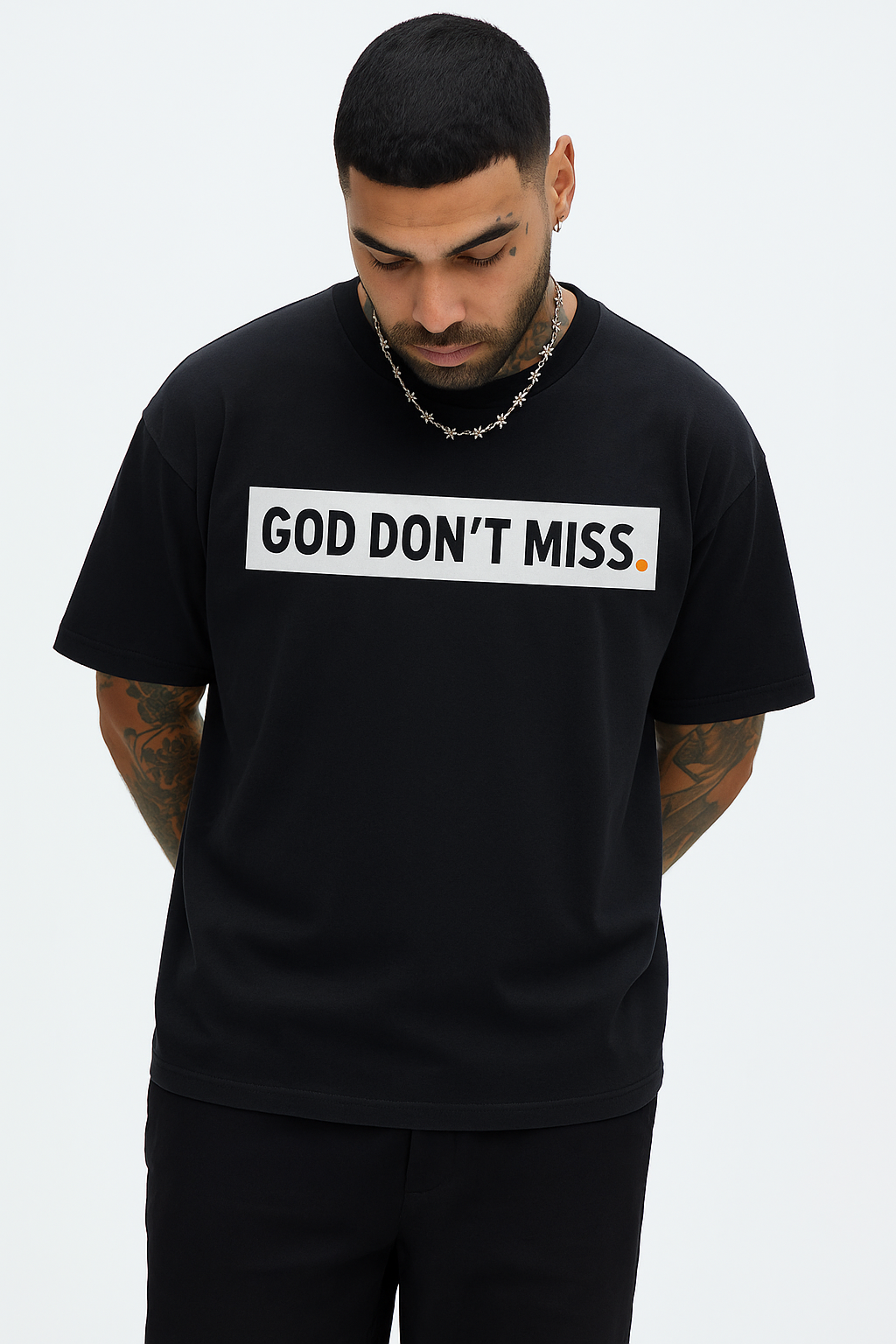 God Don't Miss - Black Crew Tee